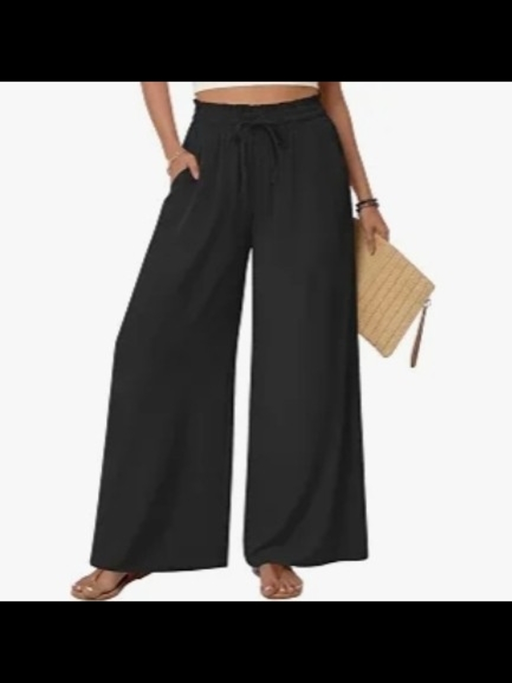 SMITH Black Wide-Leg Drawcord Palazzo Pants